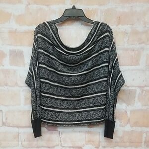 NWT BKE Size L Black and Gray Wide Neck Sweater